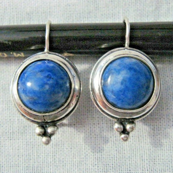 Jewelry - Vintage Sterling Silver Denim Lapis Earrings
